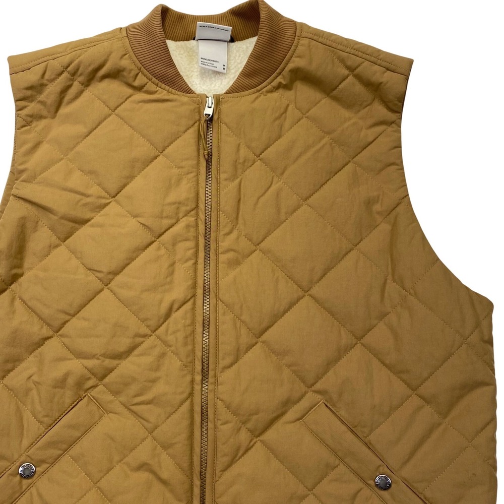 The North Face Cuchillo Insulated Quilted Sherpa Lined Bomber Vest Mens M Tan